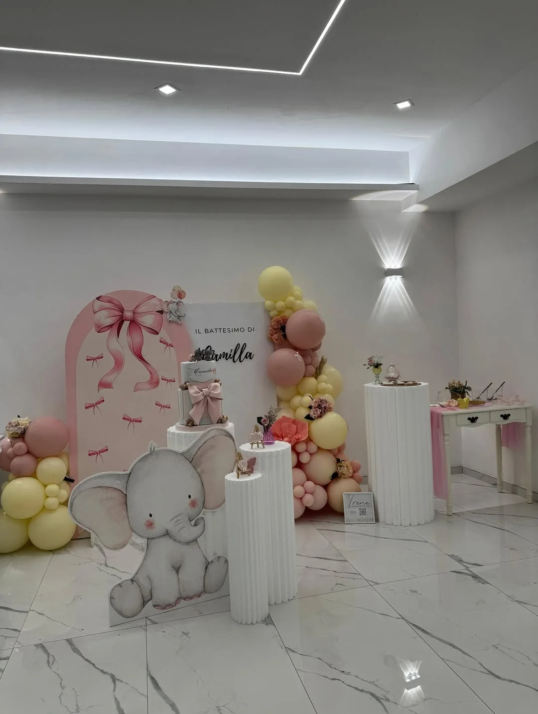 Allestimento battesimo nella sala eventi Ffure a Roma Casalotti